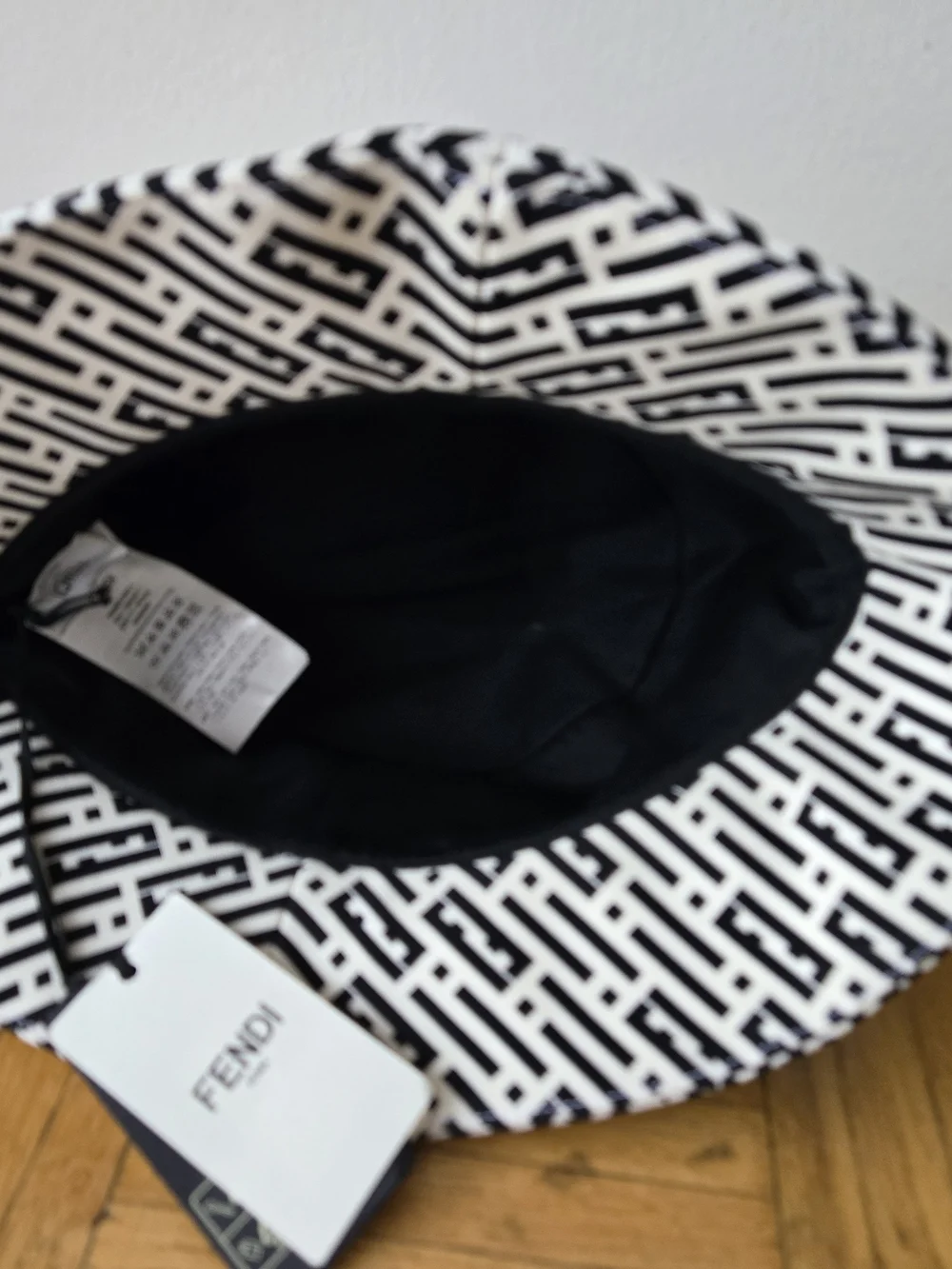 Brand New With Tags Fendi Black & White Monogram Bucket Hat